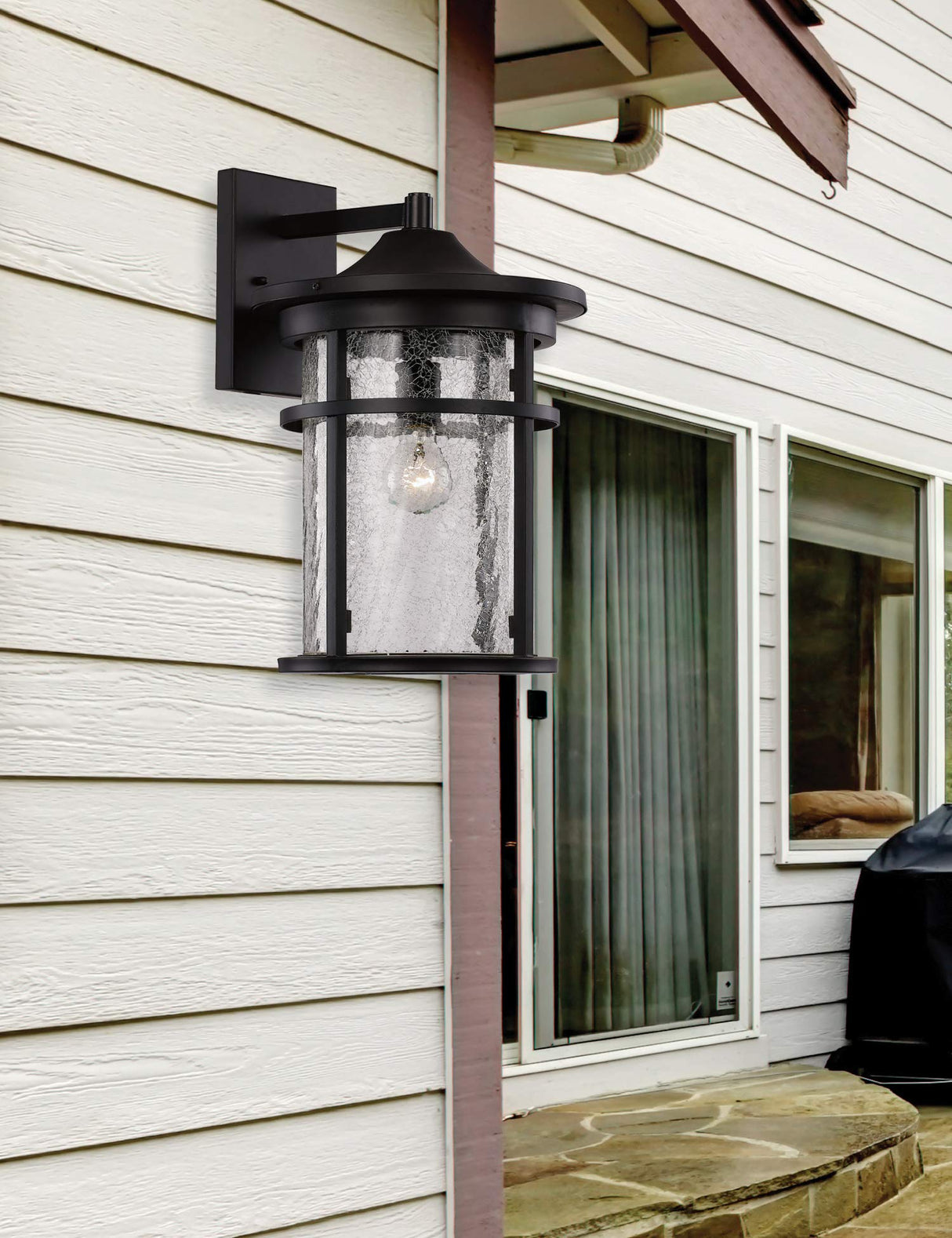 Lighting 40381 BK Outdoor Avalon 14.5" Wall Lantern, Black