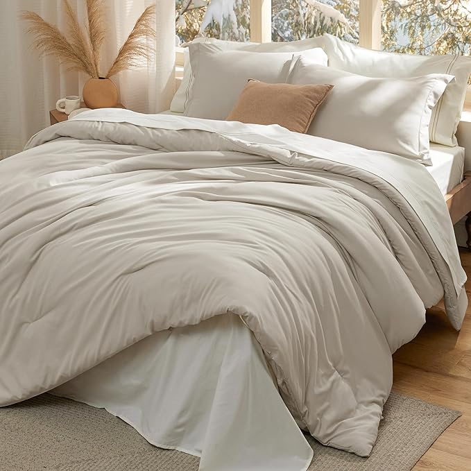 Bed in a Bag Queen Size 7 Pieces - 100% Cotton Sheet and Polyester Bedding Comforter