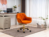 Comfy Home Office Task Chair with Wheels, Cute Modern Upholstered Velvet Back Adjustable Swivel Vanity Desk Chair,