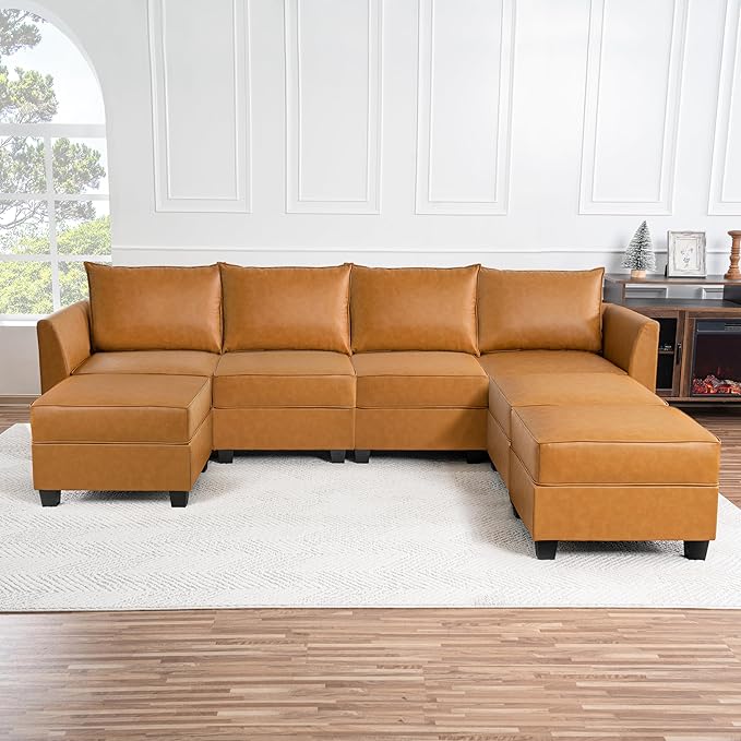 Elizabeth Modular Sectional Sofa Linen U Shaped Couch