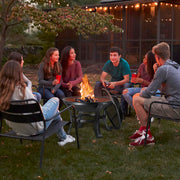22Inches Fire Pit Outdoor Steel Wood Burning BBQ Grill Firepit Bowl Fireplace with Mesh Screen & Fire Poker, Log Grate - Bircata