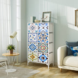 White Dresser for Bedroom, Tall Dresser with 8 Drawers, Fabric Storage Tower Drawer Dresser for Closet