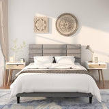 Bed Frame Queen Size Upholstered Platform Beds with Headboard Linen Fabric Wood