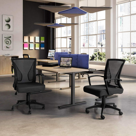 Ergonomic Office Mid Back Mesh Chair Swivel Desk Chair Lumbar Support Computer Chair