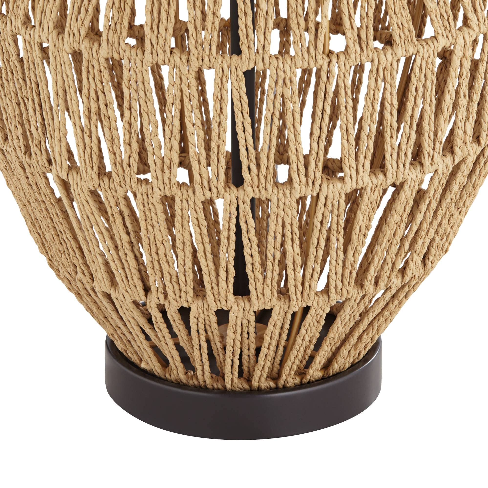 San Marcos Modern Coastal Table Lamp 27" Tall Natural Wicker Black Metal Oatmeal