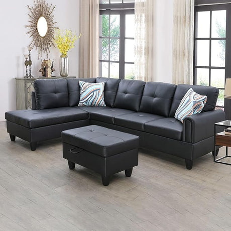 Sectional Sofa Couches for Living Room, Upholstered 4 Seat L-Shaped Sofa&Couch