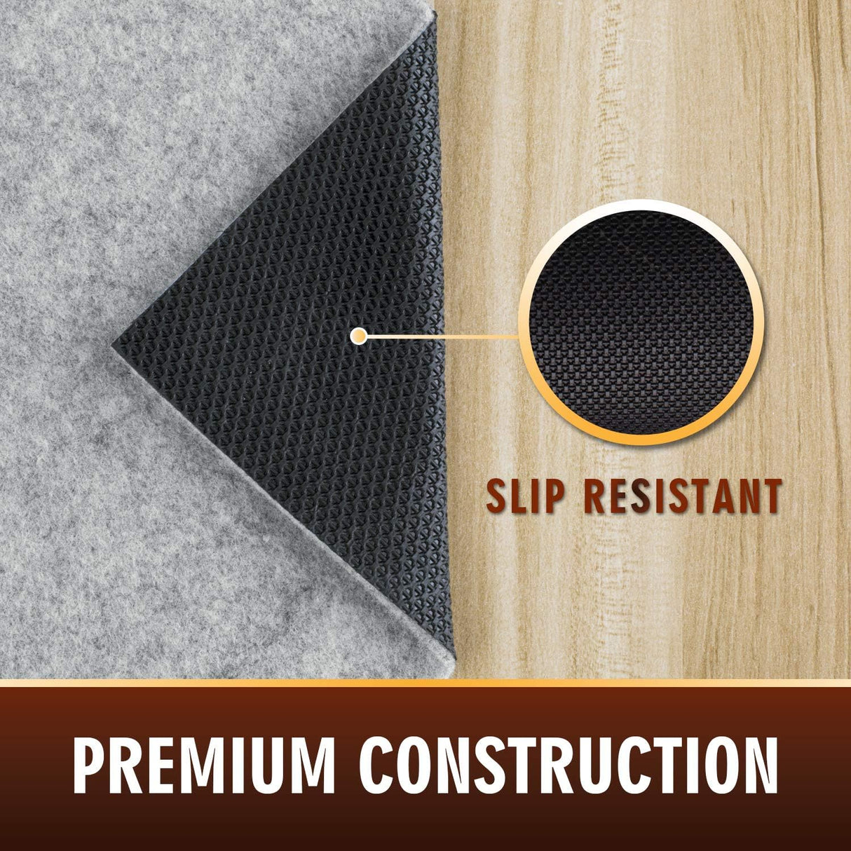 4' x 6' - Dual Layer Felt + Rubber Rug Pad Grip Cushion | Non Slip Mat Protects Hard