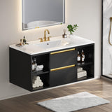 36 Inch Floating Bathroom Vanity with Three Holes Sink, Wall Mounted Morden Vanity