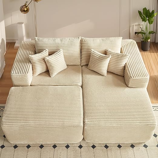 81" Oversized Sectional Double Lounge Chaise with Cloud Plush Sofa Bed