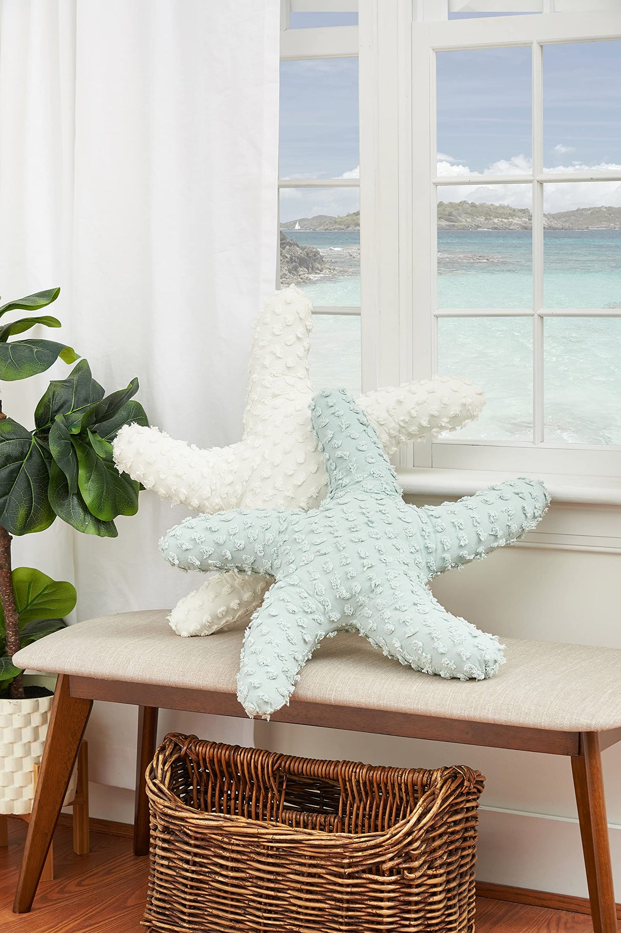 White Starfish Coastal Shaped 25" Decor Decoration