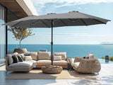 15ft Large Patio Umbrellas with Base, Outdoor Double-Sided Rectangle Market Umbrella for Pool Lawn Garden,