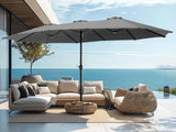 15ft Large Patio Umbrellas with Base, Outdoor Double-Sided Rectangle Market Umbrella for Pool Lawn Garden,