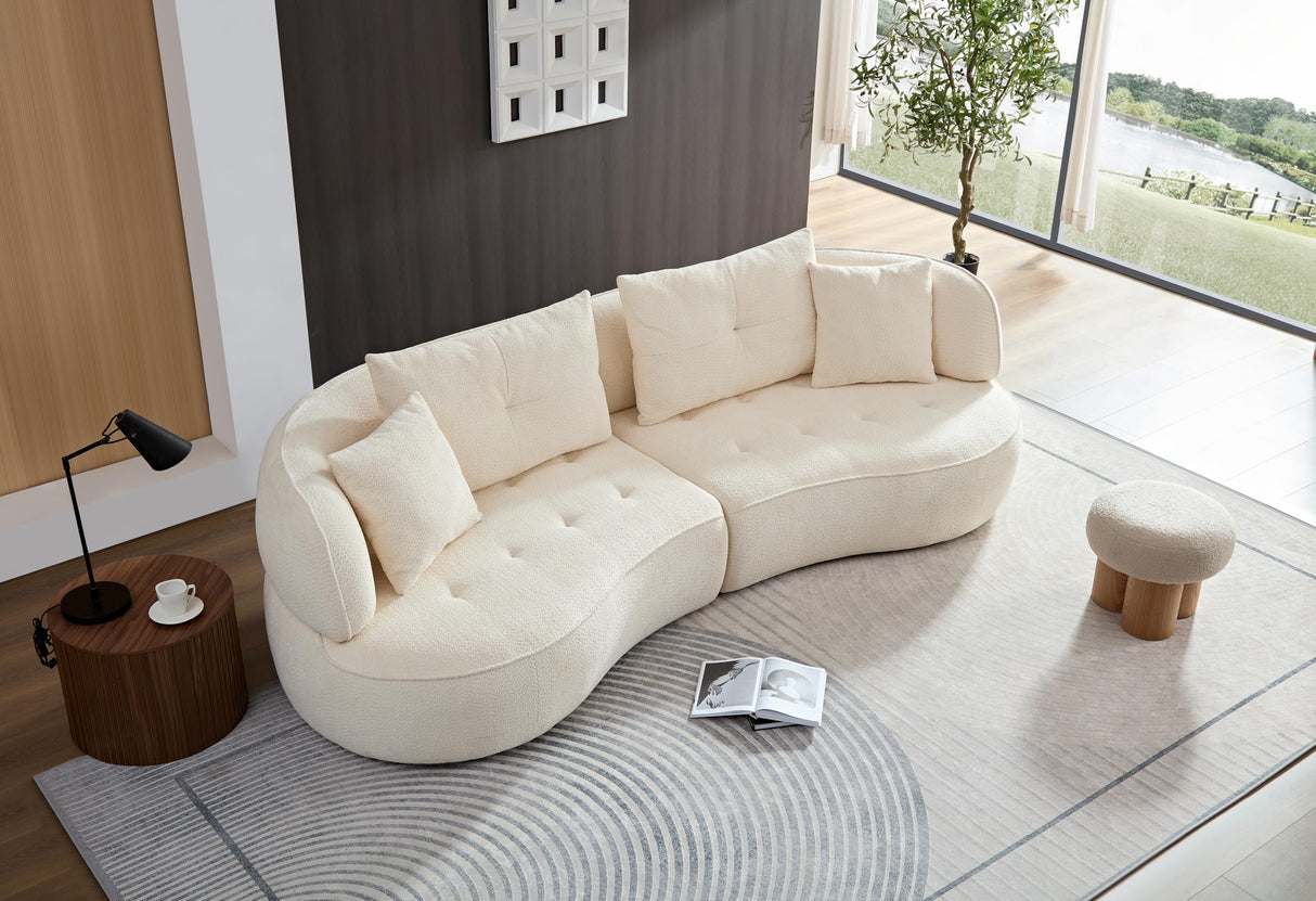 109‘’Curved Sectional Sofa, Boucle Fabric Sectional Sofa Couc