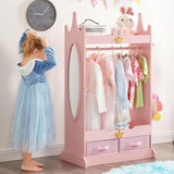 Kids Dress Up Storage with Mirror, Kids Armoire with Non-Woven Drawers