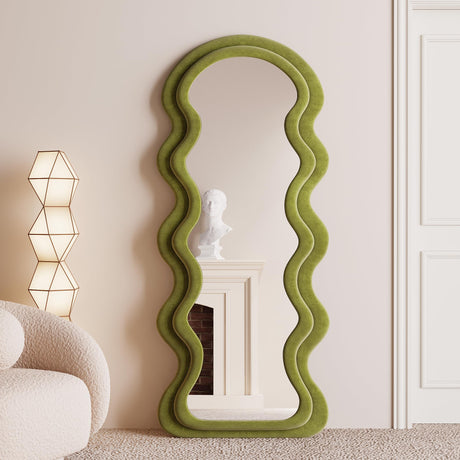 Full Length Mirror, 63" x 24" Wall Mirror, Flannel Wrapped Wooden Frame Floor Mirror