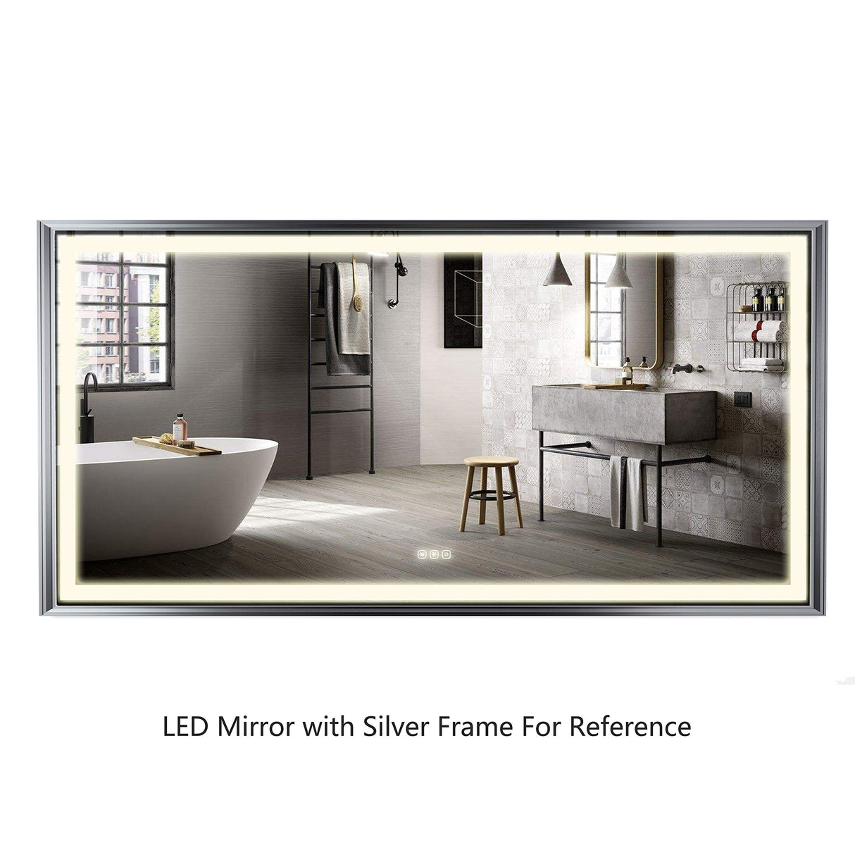 B&C 72"x36" Lighted Bathroom Mirror Wall Mounted|High Lumen LED Lights with CRI>95| Plug/Wall Switch Ready|Vertical or Horizontal|Defogger and Dimmer with Memory|Touch Switch|Non-Copper Silver Backed