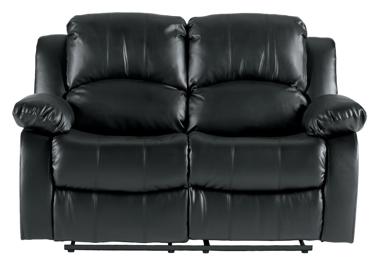 60" Bonded Leather Double Reclining Loveseat, Black