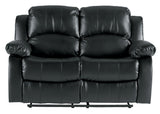 60" Bonded Leather Double Reclining Loveseat, Black