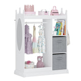 Kids Play Armoire with Mirror, Storage Bins and Closet for Dress Up and Costumes