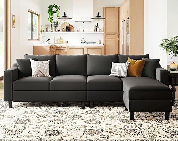 Velvet Convertible Sectional Sofa L Shaped Couch Reversible Sectional Sofa