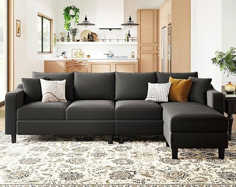 Velvet Convertible Sectional Sofa L Shaped Couch Reversible Sectional Sofa