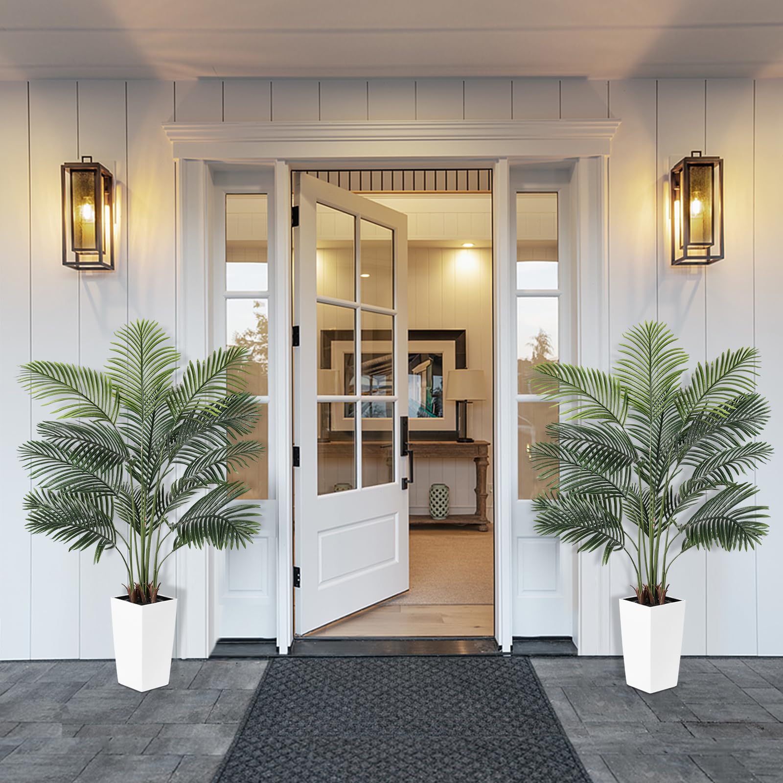 PHYTREE 5.5FT Artificial Palm Tree with Planter - Realistic Fake Palm Tree Floor Plants with Lifelike Leaves, Faux Potted Palm Plant for Home Office Decor