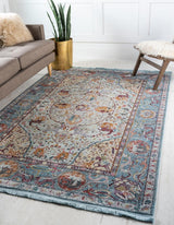 Baracoa Collection Area Rug - Rumba (7' 1" x 10' Rectangle, Light Blue/ Cream)