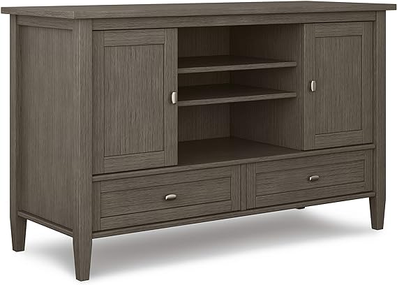 Lev SOLID WOOD 72 Inch Wide Contemporary TV Media Stand in Smoky Brown