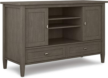 Lev SOLID WOOD 72 Inch Wide Contemporary TV Media Stand in Smoky Brown