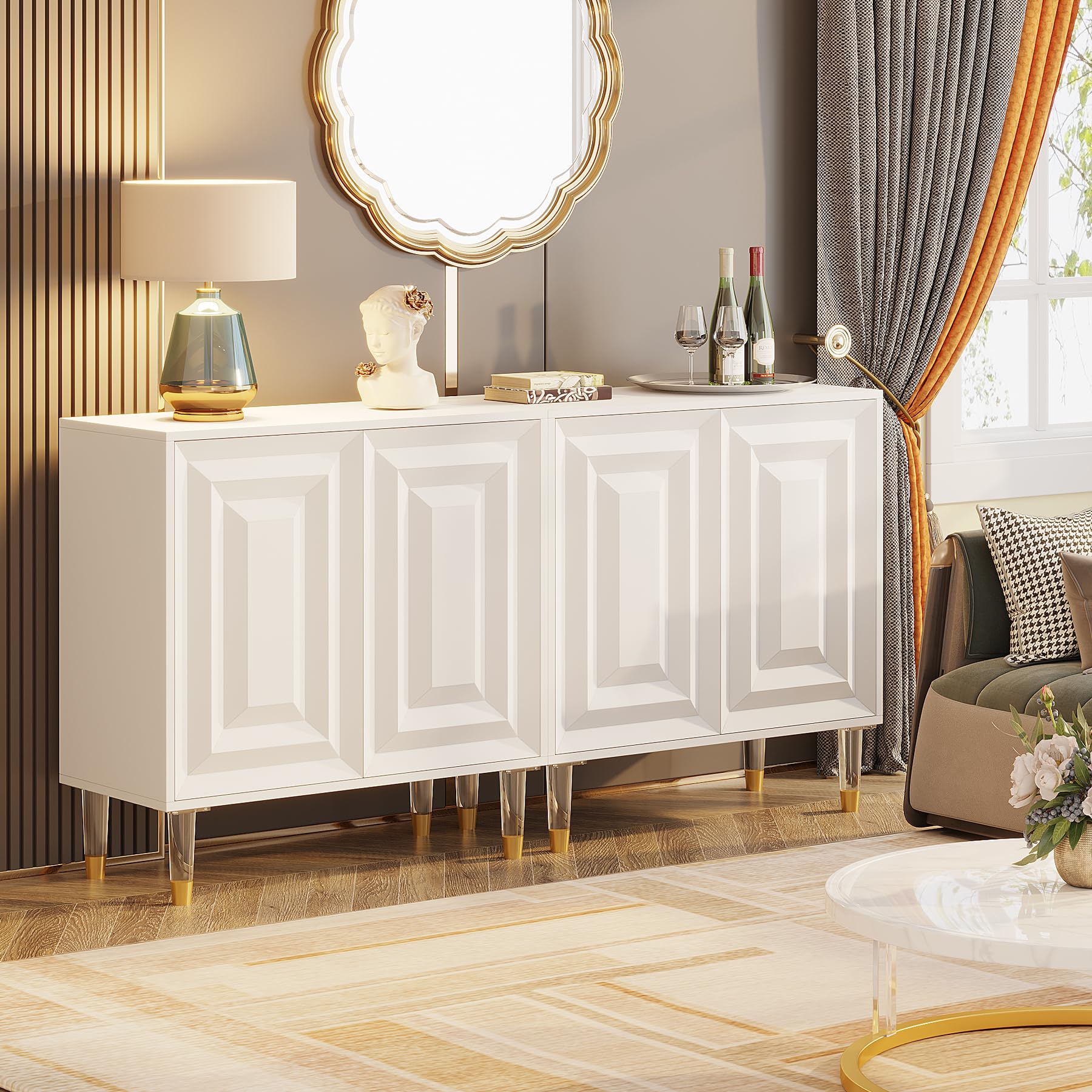 Sideboard Buffet Cabinet, 63 Inch Modern Kitchen Accent Cabinet