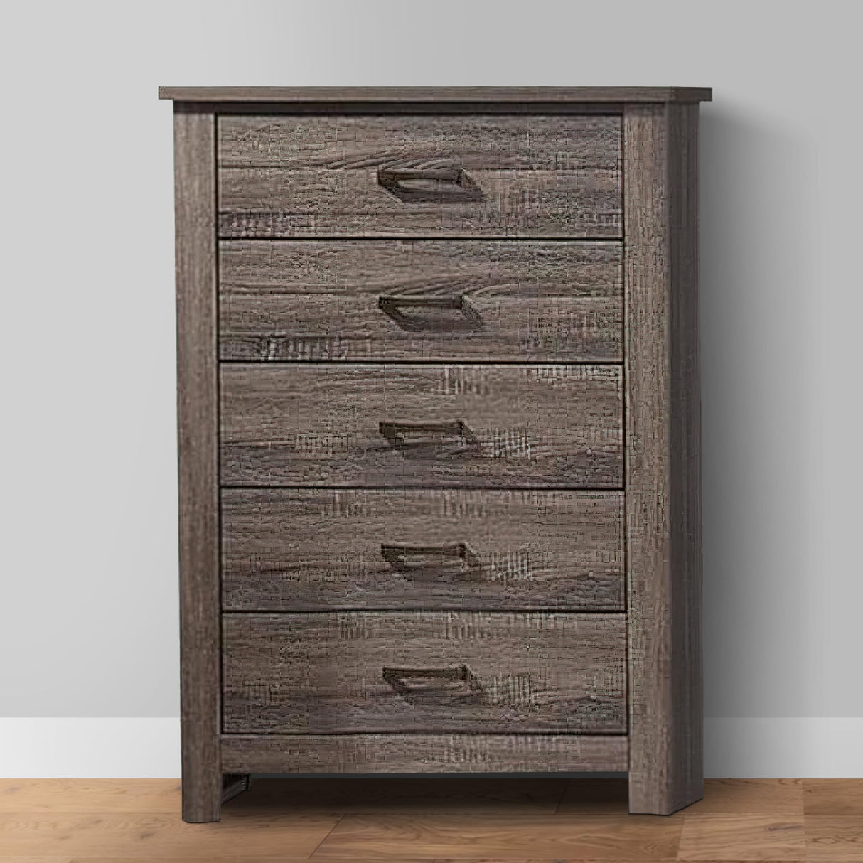 Soma 49 Inch Rustic 5 Drawer Tall Dresser Chest, Bar Handles