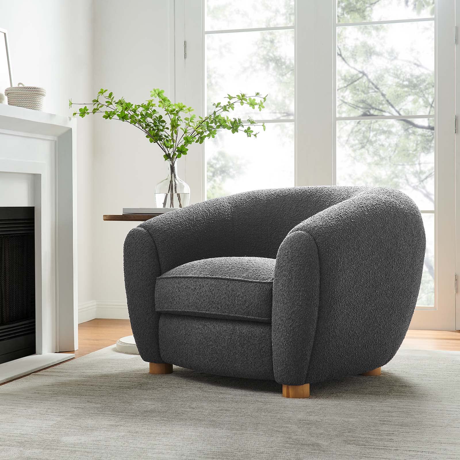 Upholstered Fabric, Armchair, Charcoal