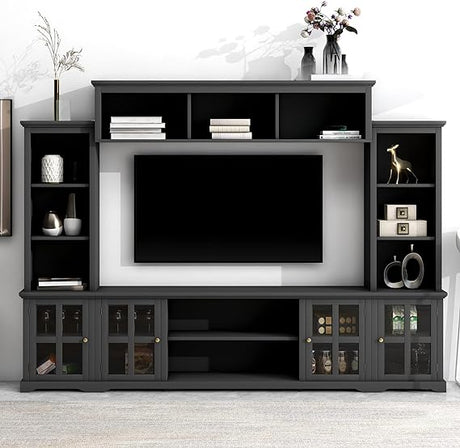 93 Inch TV Stand, High Gloss Television Stands with Ample Storage Space