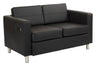 SIX Office Star Atlantic Vinyl Loveseat with Built-in Dual AC and USB Charging