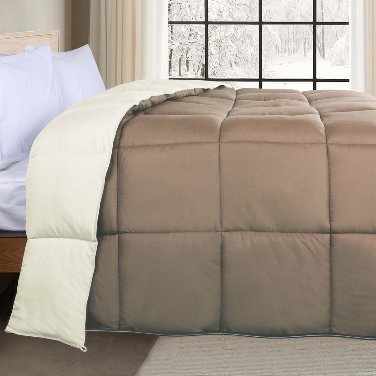 Brushed Microfiber Comforter, Down Alternative Bedding, Medium Weight, Soft Bed Cover