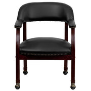Sarah Black Vinyl Luxurious Conference Chair with Accent Nail Trim and Casters