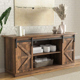 TV Stand for Televisions up to 65 Inchs, with Sliding Barn Doors and Storage Cabinets,