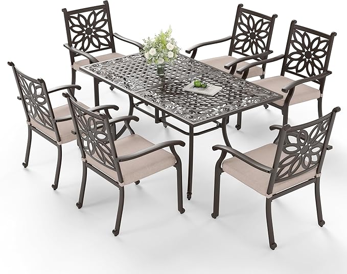 6-Person Rectangular Cast Aluminium Outdoor Dining Table
