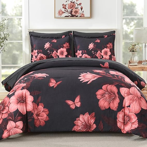 7-Piece King Comforter Set - Sage Green Floral