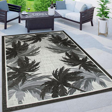 Tropical Floral Border Non-Shedding Outdoor Rugs for Deck,Patio,Backyard Indoor/Outdoor