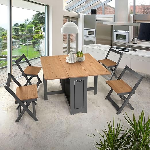 Santos Butterfly Dining Set - 5 Piece Folding Table with 4 Nesting Chairs