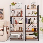 5 Tier Bookshelf - Tall Book Shelf Modern Bookcase for CDs/Movies/Books, Rustic Book