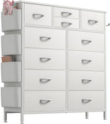 Dresser for Bedroom with 12 Drawers, Tall Dresser Chest of Drawers with Side Pockets