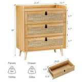 3 Drawer Rattan Dresser for Bedroom, Chest of Drawer, 3 Drawer Dresser