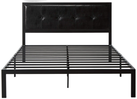 Cherie Faux Leather Classic Platform Bed Frame with Steel Support Slats, Queen