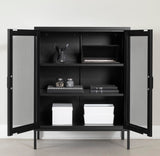Crea Metal Mesh 2-Door Accent Cabinet, Black