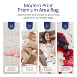 Beige Geometric Area Rug 6x9 - Modern Grid Pattern for Living Room & Bedroom