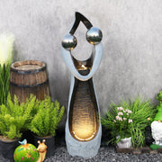 Dancing Couple Water Fountain Outdoor & Indoor 45" Zen Waterfall Fountain with LED Lights