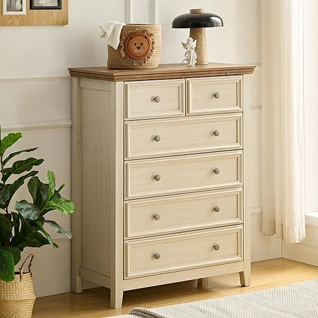 White Dresser for Bedroom, White 7-Drawer Dresser, Modern 7 Chest of Drawers