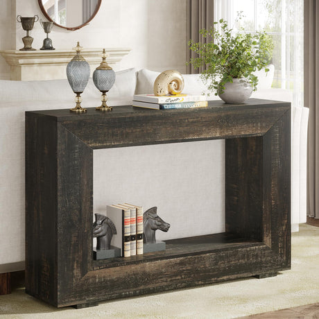 Farmhouse Console Table, 47 Inches Entryway Console Table with Storage